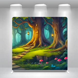Fondo Fotográfico de Bosque <span class=keywords><strong>Encantado</strong></span> de 8x8 pies, Marco de Aluminio Resistente de 32 mm, Telón de Fondo de Estudio de Cuentos de Hadas con Soporte - Product Image 1