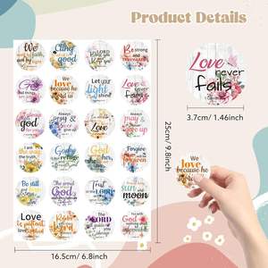 Pegatinas florales de escritura cristiana, versículo bíblico para sellos de calcomanías de sobres, tarjetas, manualidades y decoraciones para fiestas, 1,5 pulgadas de diámetro - Product Image 2