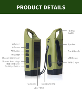 HS-2977 Hàng Mới Về Đài Phát Thanh Ngoài Trời Đèn Pin Máy Phát Điện Năng Lượng Mặt Trời Đa Năng Cầm Tay Radio Am Fm Sạc Được Usb - Product Image 2