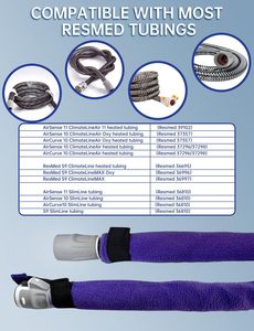 ปลอกหุ้มสาย CPAP ขนาด 6.4 ฟุต สำหรับท่ออุ่น <span class=keywords><strong>ResMed</strong></span> <span class=keywords><strong>AirSense</strong></span> <span class=keywords><strong>11</strong></span>/10/ClimatelineAir ปลอกหุ้มผ้าฟลีซแบบมีฉนวนกันความร้อน ป้องกันรอยขีดข่วนจากแมว ปิดด้วยซิป - Product Image 2