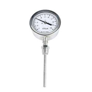 Termómetro bimetálico radial universal a prueba de corrosión 1/2 MNPT 0-100 ℃ Instrumento de medición de temperatura de llenado de aceite - Product Image 2