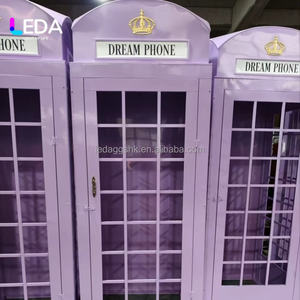 Cabina Telefónica Metálica Decorativa para Exteriores LEDA, Color Morado, para Bodas y Eventos, Soporte para Libro de Visitas con Audio - Product Image 4