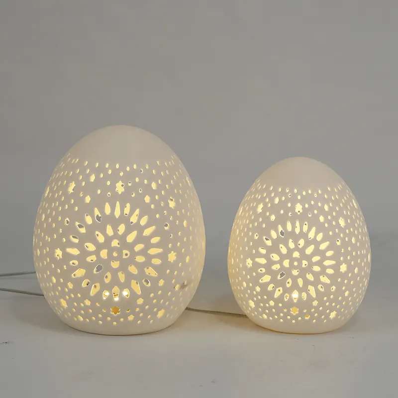 Grosir disesuaikan khusus nordic putih keramik Hollow-out lampu LED keramik Dekorasi Rumah