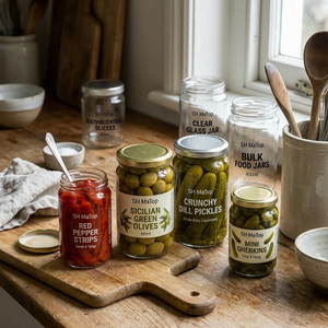 Vente en gros de pots en verre transparent cylindriques de 450 ml pour cornichons et <span class=keywords><strong>olives</strong></span> - Product Image 5