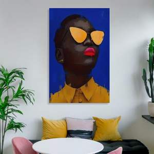 Mujer moderna, retrato abstracto personalizado, pinturas en lienzo y artes de pared, decoración del hogar, póster de lágrima negro dorado de lujo - Product Image 4