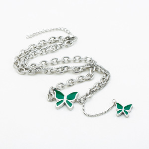 จี้ผีเสื้อสีเขียวสไตล์ญี่ปุ่นเกาหลี ทำจากไทเทเนียมสตีล พร้อมสร้อยคอคล้องไหปลาร้า  จี้รูปแมลงทำจากสแตนเลส - Product Image 4