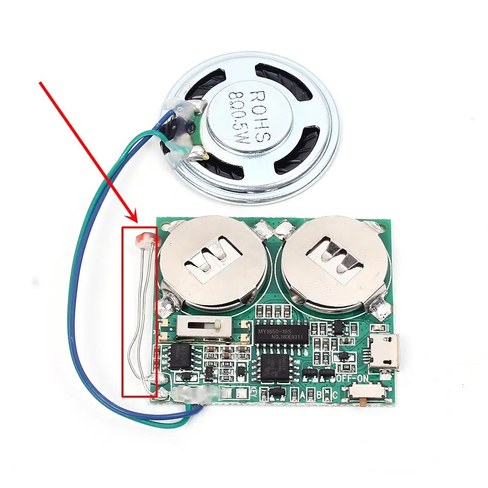 8MB capacità di memoria di memoria suono registratore vocale scheda di controllo del pulsante altoparlante per biglietti di auguri di musica giocattolo riproduzione