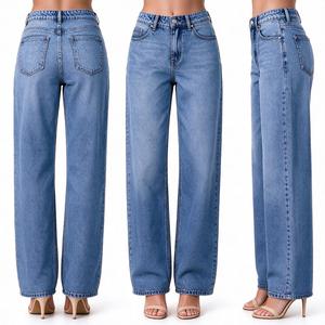 Jean droit <span class=keywords><strong>taille</strong></span> <span class=keywords><strong>basse</strong></span> pour <span class=keywords><strong>femme</strong></span>, broderie florale, détails marguerites blanches, style décontracté streetwear - Product Image 2