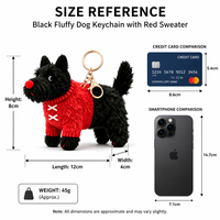 Porte-clés chien en peluche Zaves à bas prix, personnalisé, écologique, durable, avec pull rouge douillet, pendentif chiot en peluche fiable pour sac à dos