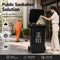 Poubelle à roulettes robuste de 240 L, bac à déchets en plastique, conteneur à ordures pour travaux d'assainissement, nettoyage des rues, collecte extérieure