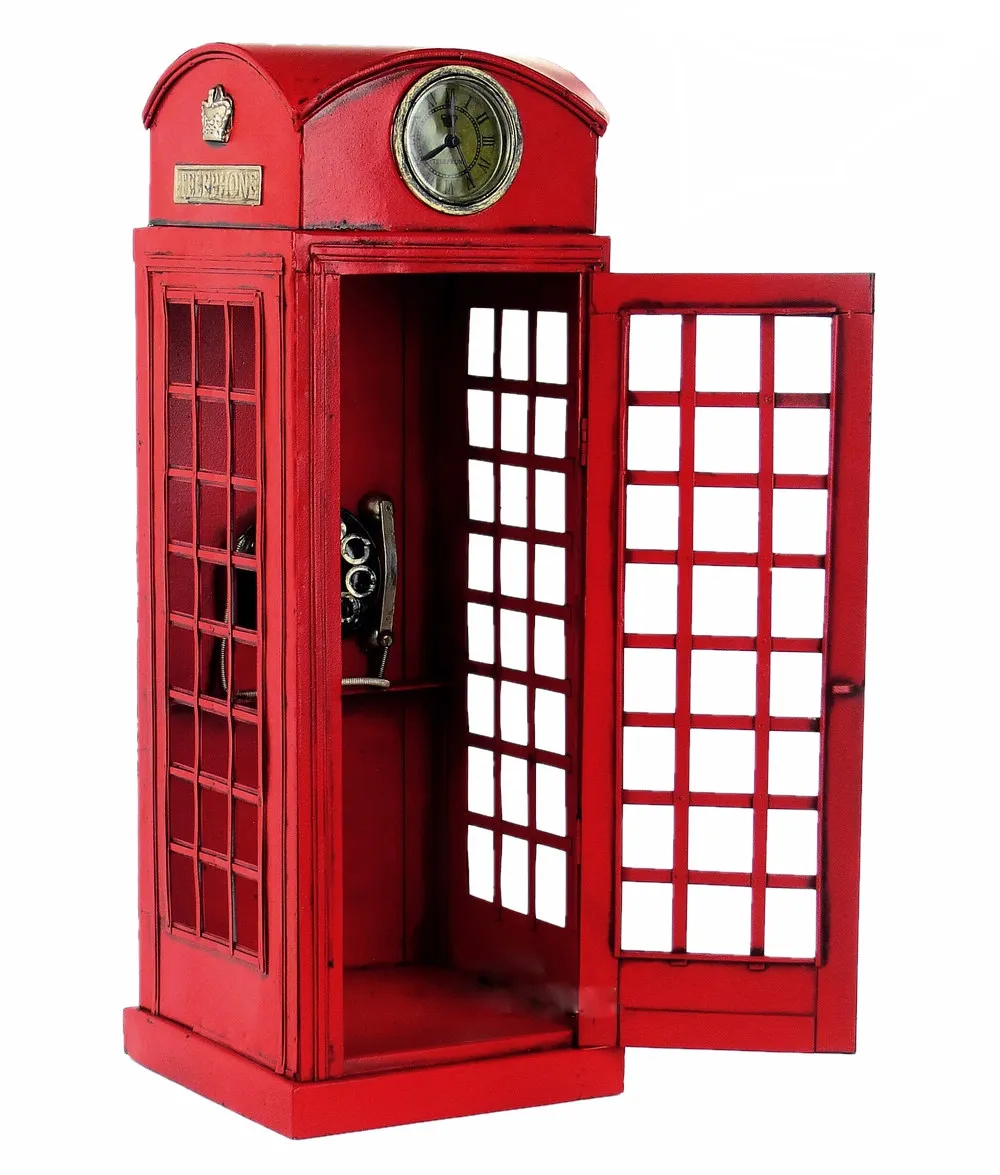 โมเดลตู้โทรศัพท์แบบโบราณ,โมเดลเหล็กโบราณทำจากเหล็กงานฝีมือและอุปกรณ์ตกแต่งบ้านจากประเทศอังกฤษ
