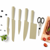 Couteau de chef japonais professionnel moderne, couteau de cuisine, ensemble de couteaux de cuisine avec support en bois coloré