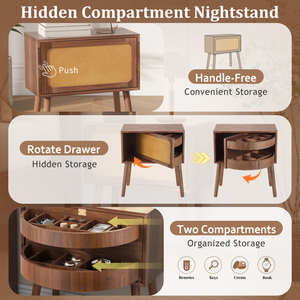 โต๊ะข้างเตียงสไตล์มิดเซ็นจูรี่โมเดิร์นพร้อมลิ้นชักหมุนได้ - Product Image 4