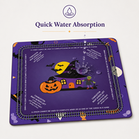 Tapis de mahjong américain pour Halloween, couverture de table en tissu doux absorbant, tapis de jeu antidérapant pour les tuiles, décoration de fête facile à nettoyer