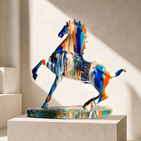 Figurine de cheval en céramique faite à la main, style dynastie Tang, ornement lingot d'or, décoration Feng Shui pour le Nouvel An chinois, cadeau pour la maison