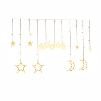 Guirlande lumineuse LED lune et étoiles pour la décoration de rideaux d'intérieur pour l'Aïd et le Ramadan