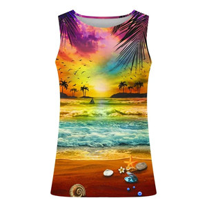 Camiseta sin Mangas para Hombre, Diseño Único, Tejida, 100% Algodón, Transpirable, Ecológica, de Secado Rápido, Cuello en V, Holgada, Cómoda, Color Sólido - Product Image 1