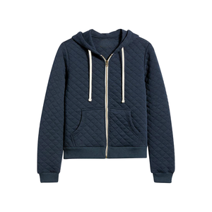 Lady <b>Quilted</b> Zip-Up Hoodie Solid Color Autumn Winter Warm <b>Sweatshirt</b> Drawstring Hood Custom Logo Boutique Acid Wash Tie Dye - Product Image 1