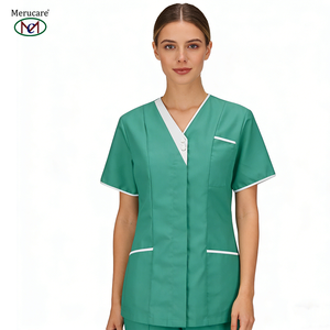 Uniformes Personalizados de Alta Calidad para Recepcionistas de Hospital, Uniformes Médicos Color Verde Azulado para Mujer, Trajes Quirúrgicos - Product Image 1