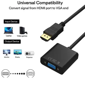 High Speed HDMI To VGA Cable HDTV Converter With Audio HD 1080P HDMI Male To VGA Female Converter Adapter For Laptop PC TV