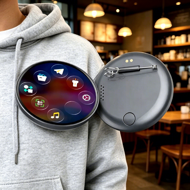 Ultra-thin 12mm Technology Smart Digital Display Electronic Badge Anime Peripheral Pendant Trendy Badge Brooch Medal Plastic