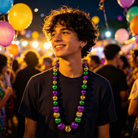 Collier en perles géantes d'arc-en-ciel Disco Citrouille, Collier de fête pour festival, Collier de perles en plastique pour décoration de carnaval