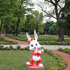 Antikes Finish Premium lebensgroße handgemachte süße Kaninchen Statue wetterfeste Harz Outdoor Garten Dekor Indoor Home Skulptur DIY - Product Image 4