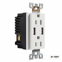 Stopkontak USB BAREP 15A 125V Bersertifikasi CULus 4.8A Port USB Ganda Pintar TR Tahan Gangguan untuk Stopkontak Hotel Standar AS