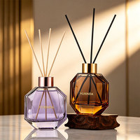 Bouteille diffuseur d'arômes en verre dépoli carrée de luxe personnalisée avec logo, 50ml, 100ml, 150ml, avec bouchon et bâtonnets