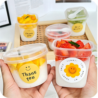 Gobelet en plastique transparent jetable PP PET 6oz 220ml 280ml à double paroi avec couvercle pour dessert, gelée, yaourt