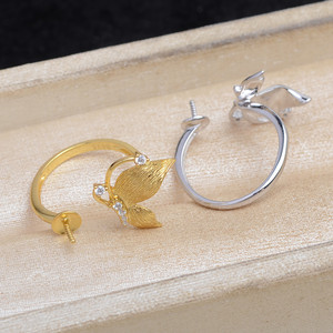 Anillo de Mariposa de Plata 925 con Acabado Cepillado, Accesorios para Joyería de Perlas, Anillo de Apertura Superior JG, Producto Semiterminado, Soporte para Anillo - Product Image 3