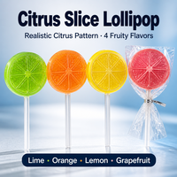 Sucettes aux fruits en tranches, bonbons durs, saveurs d'agrumes assorties (citron vert, orange, citron, pamplemousse), emballées individuellement, vente en gros