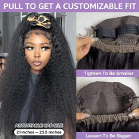Perruque Invisible 360 Full HD Lace Glueless Kinky Straight en Cheveux Humains, Perruque Lace Front avec Cordon de Serrage, Perruque Frontale 360 de 30 Pouces