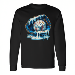 T-shirt à manches longues unisexe pour adulte, col rond, imprimé numérique, motif baseball, glace, confettis, gant, sports et jeux - Product Image 2