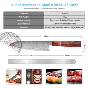 Cuchillo Kiritsuke Profesional de Acero Damasco, Cuchillo de Chef Japonés <span class=keywords><strong>para</strong></span> Sushi, Sashimi y <span class=keywords><strong>Carne</strong></span>, Mango Ergonómico, Logotipo Personalizado - Product Image 2