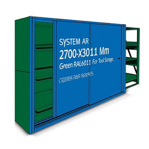 Puertas correderas Fami System Ar 2700X3010 mm Verdes Ral6011 para almacenamiento de herramientas - Product Image 3