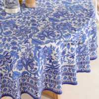Nappe blanche 100% coton 275 Cms main bloc imprimé brodé chemins de table floraux bien absorbant 20 feuilles prix pas cher