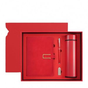 A5 PU Leather Notebook with Power Bank Notebook Bank Wireless Charging Plus U Disk and <b>Umbrella</b> Thermos Cup Custom Gift Set - Product Image 1