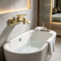 LEBED Système de Mitigeur de Douche Thermostatique Encastré Moderne Mural en Laiton pour Salle de Bain d'Hôtel de Luxe Or Brossé Garantie 5 Ans