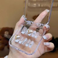 Boîte d'emballage vide en acrylique à bords arrondis 4 couleurs pour faux ongles avec sac d'emballage au design élégant – Vente en gros