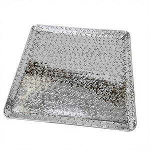 Abstract Pattern Metal Serving <b>Tray</b> Square Shape Durable Designs Decorative <b>Trays</b> High Quality Finish Modern <b>Tray</b> For Restaurant - Product Image 1