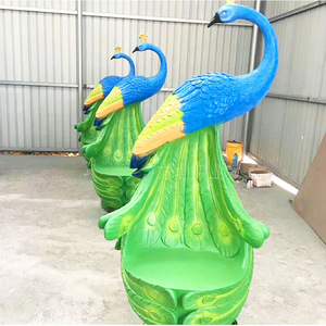 Silla de Jardín con Forma de Pavo Real de Fibra de Vidrio, Escultura Decorativa para Parques al Aire Libre, Asiento Duradero de Estilo Ecléctico - Product Image 4
