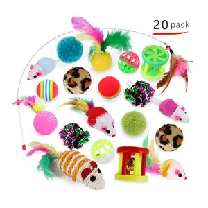 Cat Toy Set Amaz Best Seller 20 Pack Opp Bag Trade Assurance Smart Toys for Cats Soft Plush Mouse Toy for Cats with Catnip