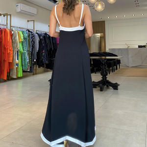 Fd21622025 यूरोपीय यूरोपीय और अमेरिकी नई महिला ग्रीष्मकालीन अवकाश पट्टा पोशाक विपरीत रंग और खुले वापस, ढीली-फिटिंग डॉ... - Product Image 4