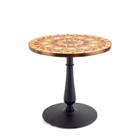 Table de salle à manger Lifepursue en céramique avec bordure effet bronze, mobilier de restaurant