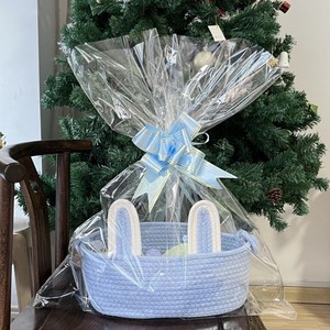 Cesto portaoggetti a forma di ellisse in corda di cotone intrecciata, ecologico e moderno, con manici, per giocattoli di bambini e bambine - Regalo di Pasqua - Product Image 2