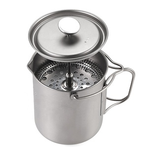 Cafetera de titanio con prensa francesa y tapa, taza de calor rápido para exteriores, utensilios de cocina para turismo, senderismo, Picnic, 750ML - Product Image 3