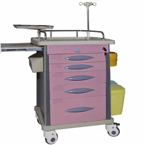SET20 Cheap Medical Plastic Emergency Crash Drug Resuscitation Trolley For Hospitals/clinics With 2/4/5/6 Drawers