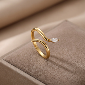 Anillo Ajustable de Plata de Ley 925 Chapado en Oro con Circonitas en Racimo, Diseño Minimalista para Mujer, Unisex, Uso Diario - Product Image 3