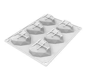 心形硅胶蛋糕模具3D钻石爱DIY烘焙蜡烛模具造型装饰工具手工纸杯蛋糕果冻饼干松饼